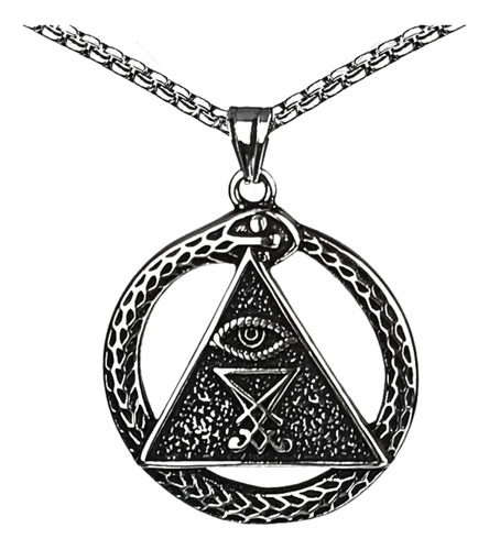 Collar Para Hombre Con Dije Ouroboros Y Ojo De Satán Lucifer