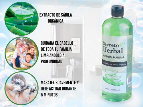 Imagen 2 de 10 de Shampoo Familiar Secreto Herbal Sabila Organica 900ml
