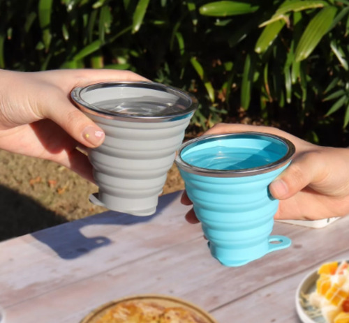 Vaso Telescópico 180ml Plegable Silicona Trail Running Fcg Gris Telescopio