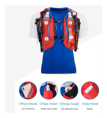 Chaleco Hidratación Running 12l Para Hombres Aonijie