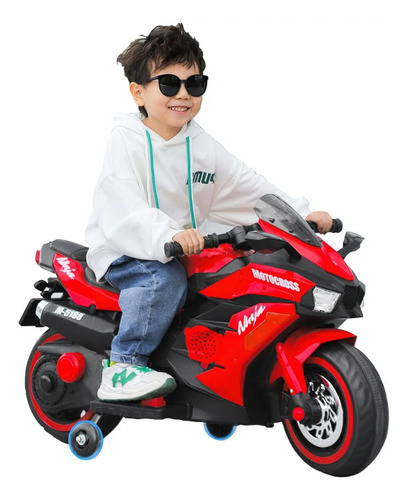 Moto Para Niño Montables Electricos Motos Para Niños Luz Led Color Rojo