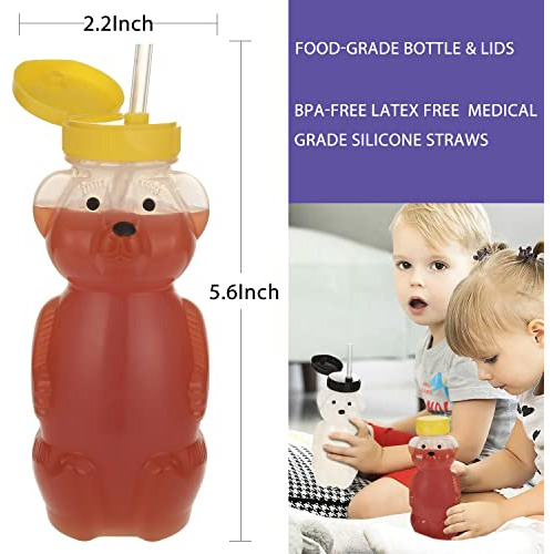 Paquete De 2 Vasos Con Pajitas Honey Bear Con 4 Pajitas Flex