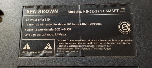 Tv Led Ken Brown 32-2213smart Pantalla Rota Oportunidad !!