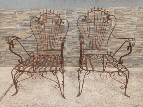 2 Antiguos Sillones De Jardín En Hierro Artístico P/reciclar