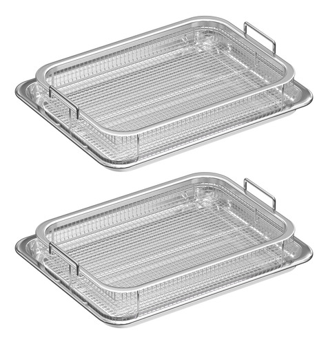 2 Cesta Bandeja Para Freidora Aire Horno Canasta Acero