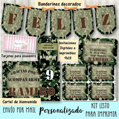 Kit Personalizado Imprimible Camuflado Mod.01 Deco Candy Bar