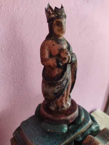 Santo De Madera Con Su Nicho Virgen María 