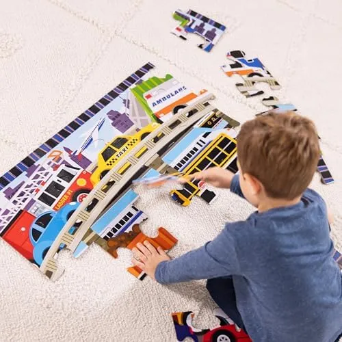 Melissa & Doug Traffic Jam Jumbo Jigsaw Floor Puzzle 24 Pie