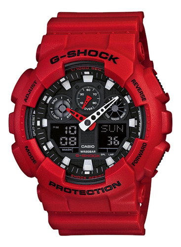 Relógio G-shock Ga-100 Analógico E Digital Vermelho