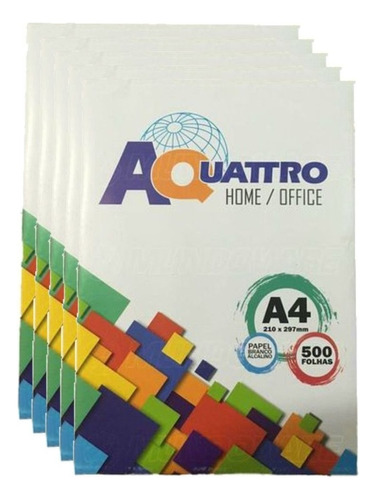 Kit 5 Pacotes De 500fls De Papel Sulfite A4 Aquattro