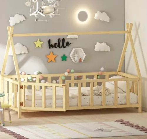 Cama TIPI individual para niños TALO D11 Natural o pintada -  México