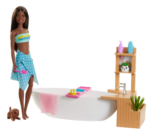 Barbie Fizzy Bath Doll And Playset, Morena, Con Bañera, Polv