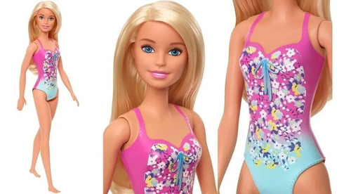 Imagem 7 de 7 de Boneca Barbie Praia Loira Maiô Rosa Com Azul Ghw37 - Mattel