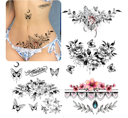 Roarhowl Tatuajes Temporales Sexys Para Mujer, Kit De Tatuaj