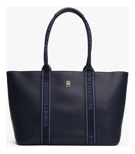 Bolso Tote Azul Con Inscripción De Tommy Hilfiger Mujer