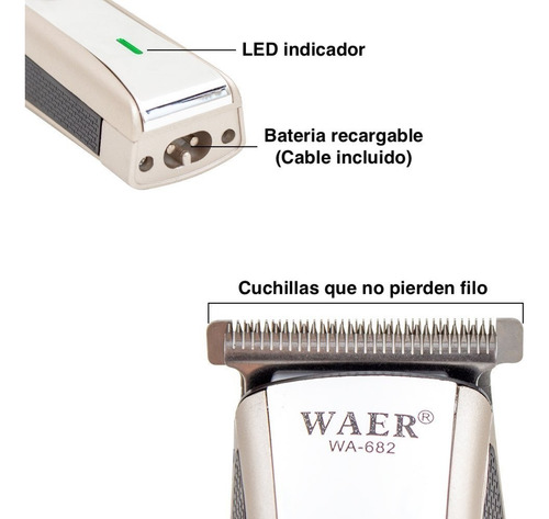 Imagen 3 de 5 de Maquina Rasuradora Electrica Barba Corte Cabello Recargable