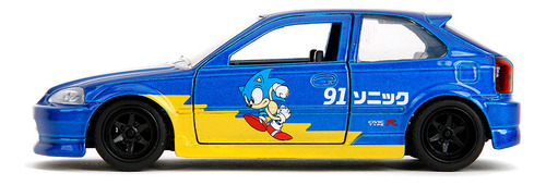 Jada 1:32 Sonic El Erizo 1997 Honda Civic Type R Hedgehog Color Azul