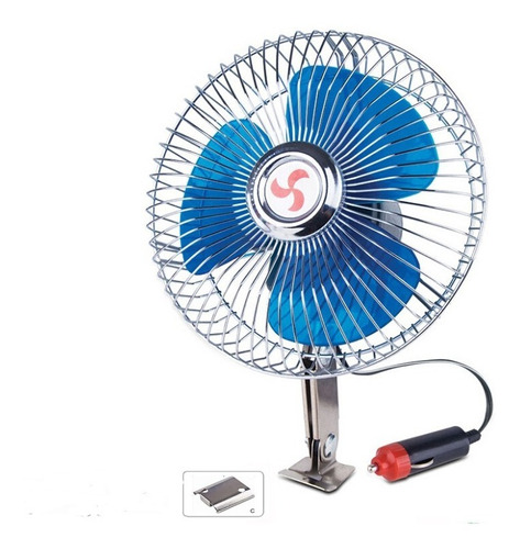 Ventilador Metalico 6 Pulgadas 24v Universal Plateado 180mm