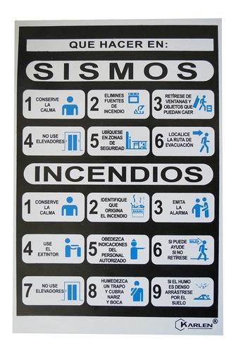 Placa Instrucciones Sismo/incendio 21x30cm