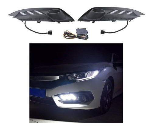 Par Faros De Niebla Led Luces Honda Civic 2016-2021