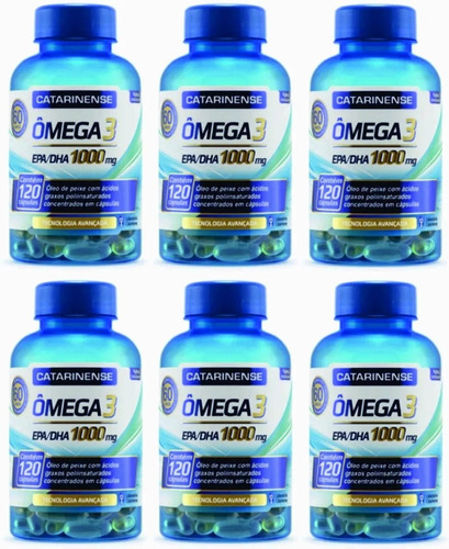 Kit 6 Potes Omega 3 1000mg Catarinense 120 Capsulas