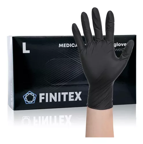 FINITEX - Guantes desechables de nitrilo negro, 5 mil, sin polvo, guantes  de examen médico sin látex, 100 unidades para examen, limpieza del hogar