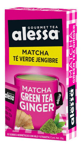 Té Gourmet Alessa Matcha Té Verde Jengibre - 10 Sobres