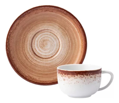 Taza Café C/ Plato X2 Porcelana Schmidt Linea Esfera Colores