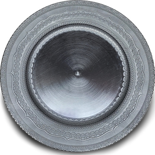 12 Bajo Plato Base Color Plateado Grecas Plateadas Mod.75-48