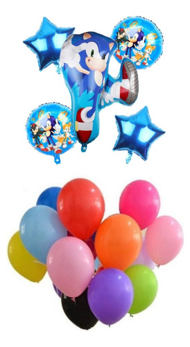 Globos Sonic X 5 + 50 Globos Látex 9 Pulgadas 