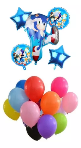 Set X 9 Globos Sonic Para Decoración Cumpleaños Bouquet