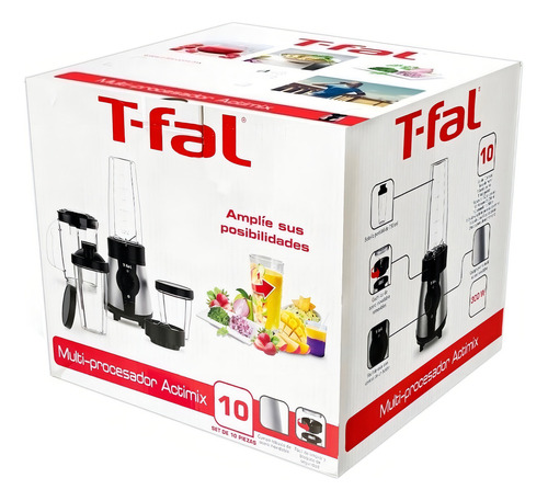 Licuadora Compacta Procesador Alimentos T-fal Gym Jugo Shake Color Plateado