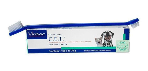 Kit De Saúde Oral Virbac Pasta E Escova Para Cães E Gatos