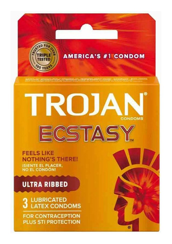 Preservativos De Latex Lubricados Ecstasy 3u Trojan