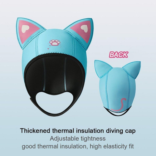Gorro De Esnórquel Con Orejas De Gato 3mm, Capucha Neopreno