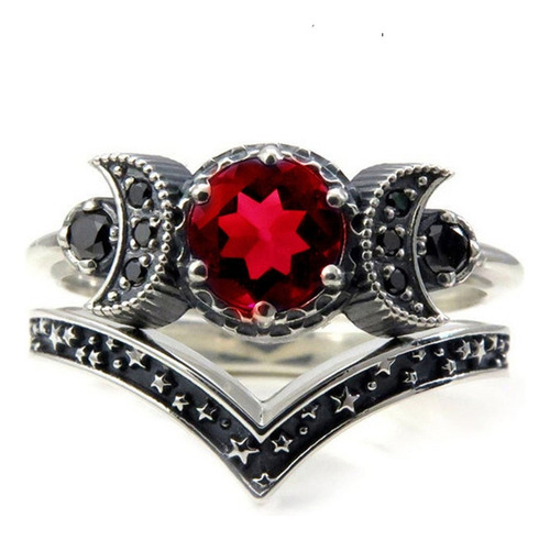 Anillo De Moda, Ligero, Con Forma De Triple Luna, Con Oro