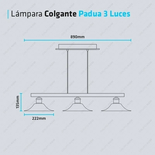 Imagen 2 de 4 de Lampara Colgante 3 Luces Pantalla China Negra / Cobre Padua