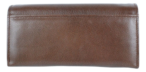 Cartera Grande Mujer Cuero Cierre Espejo Billetera Dama Color Café