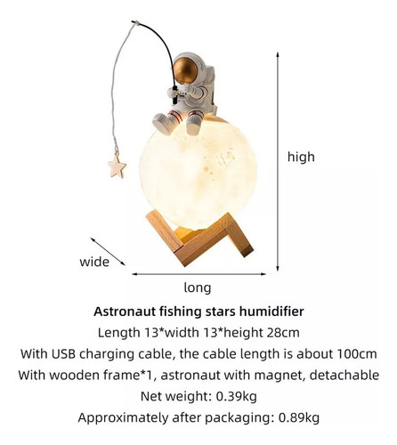 Luz Nocturna De Resina Para Astronautas Pescando Estrellas