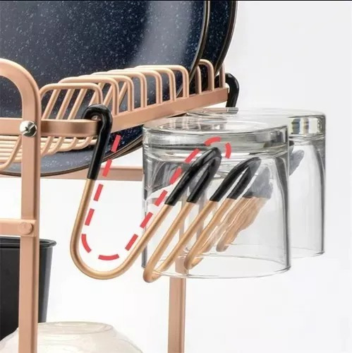 Escurridor De Platos Porta Vasos De 2 Niveles Negro