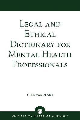 Libro Legal And Ethical Dictionary For Mental Health Prof...