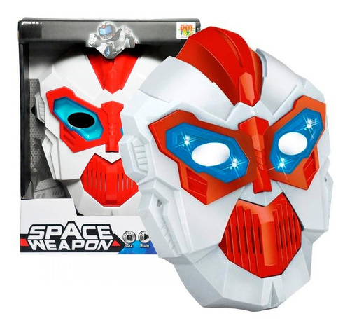 Máscara De Robô Space Weapon Brinquedo Infantil Com Som Luz Cor Branco