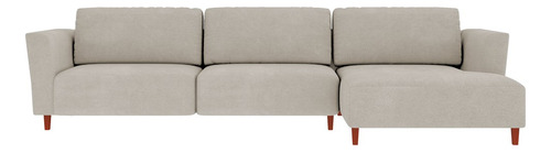 Sofá 350cm Com Chaise Franz Suede Bege