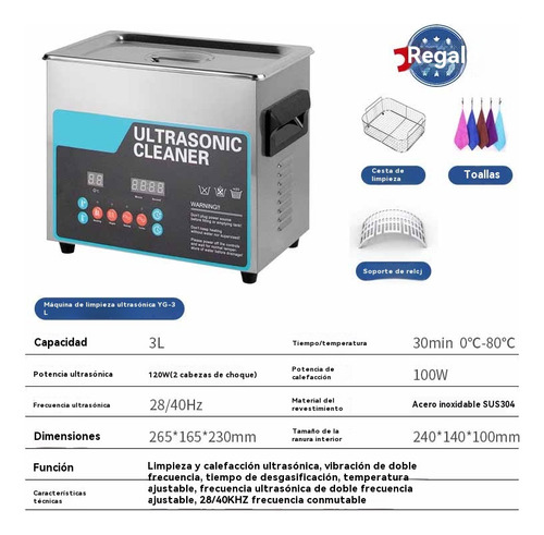 Máquina Limpiadora Profesional Ultrasónica De Joyas De 3l
