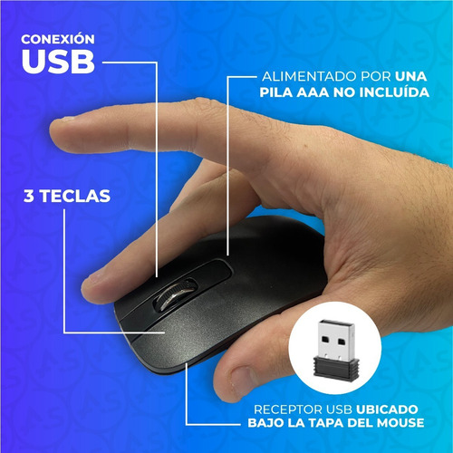 Imagen 5 de 10 de Kit Teclado Y Mouse Inalambrico Usb Combo Periféricos Pc
