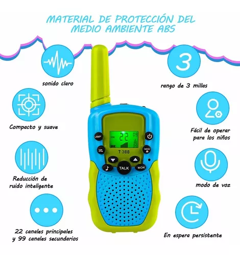 Set Radio Walkie Talkie Para Niños Con 22 Canales 3 Millas 2 Pcs