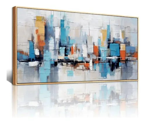 Cuadro Grande De Lienzo Para Sala, Decoración Urbana Abstrac