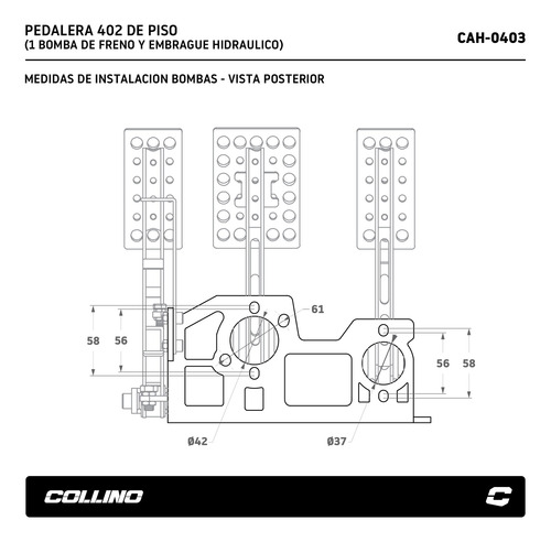 Imagen 6 de 8 de Pedalera De Piso 402 Collino 1 Bomba De Freno + 1 De Emb.