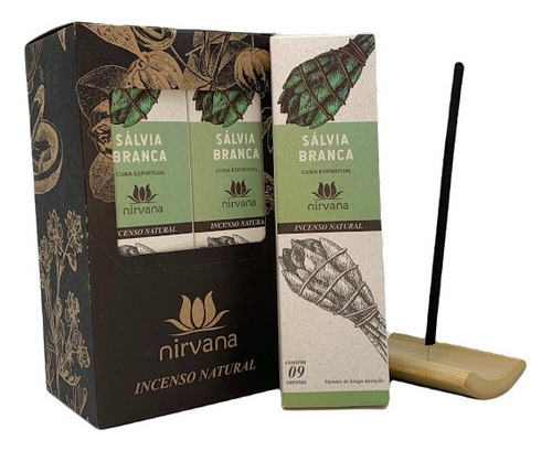 Incenso Nirvana - Linha Tradicional - Aromas Fragrância Sálvia Branca