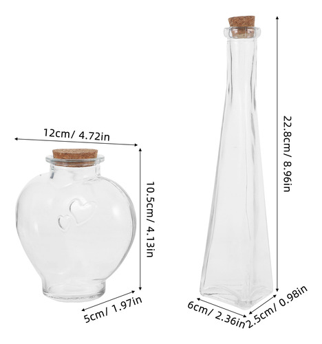 Botella De Deseos Con Forma De Corazón Prismático De Vidrio,